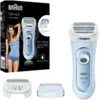 Bild von BRAUN Silk-épil Lady Shaver 5-160: 3-in-1 Kabelloser Nass-/Trockenrasierer für Damen mit integriertem Trimmer und Peeling-Aufsatz in Blau