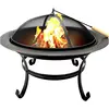 Bild von BBQ Collection Gartenkamin Outdoor Kamin aus Karbonstahl mit Griffen für Brennholz, Terrassenofen - 77 x 17 x 76 cm