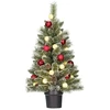 Bild von Black Box Trees Kunstlicher Weihnachtsbaum im Topf, frostig gruen mit roten Spitzen, 90cm   batteriebetrieben mit Timer